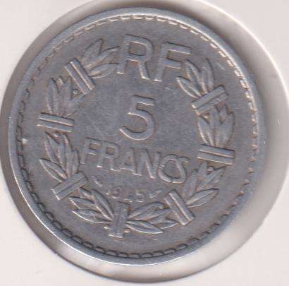 FRANCE 5 FRANCS  1945 IN COIN FLIP - ALUMINIUM