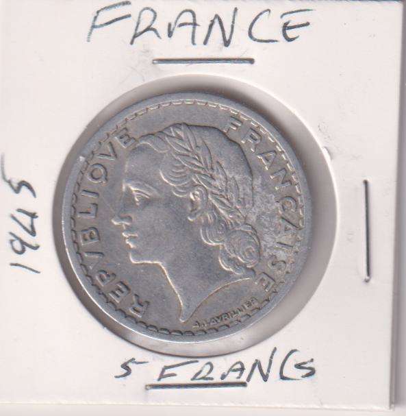 FRANCE 5 FRANCS  1945 IN COIN FLIP - ALUMINIUM