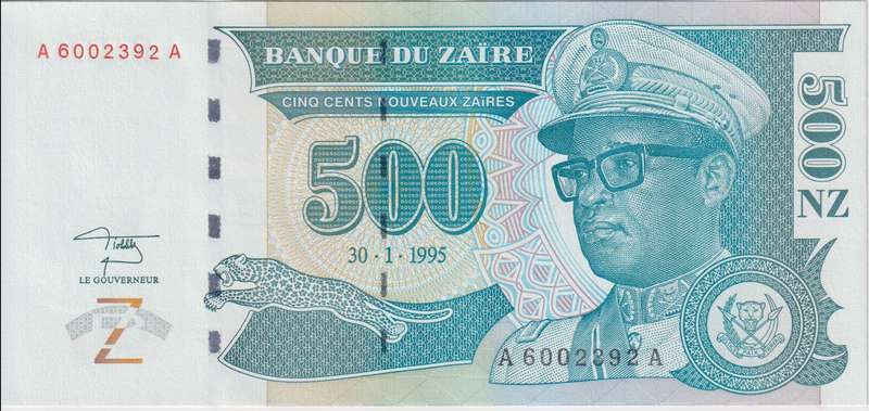 Zaire 500 ZAIRES 1995  P65 UNC