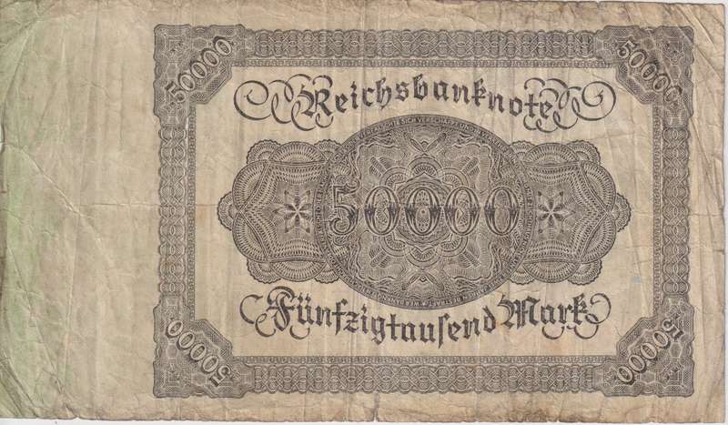 GERMANY 50,000 MARK REICHSBANKNOTE 1922 P79 F (USED)