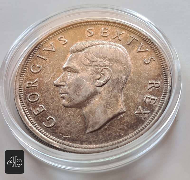 UNION OF SOUTH AFRICA - 1948  5 SHILLINGS - SILVER 0.800 - GEORGE VI - IN CAPSULE