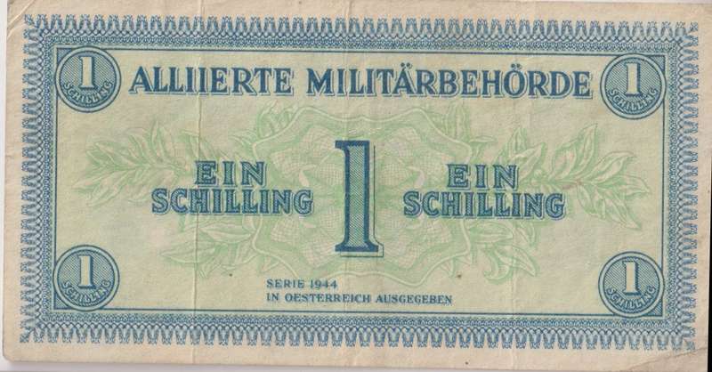 AUSTRIA 1 SHILLINGS (ALLIED MILITARY AUTHORITY) 1944 P103  VF