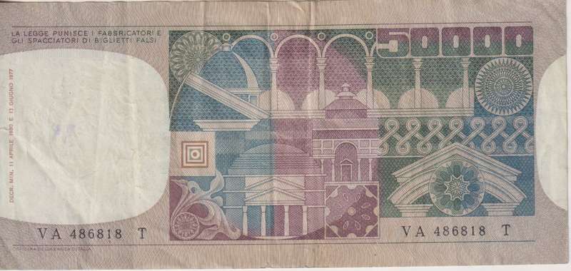 ITALY  50,000 LIRA  1980-82 P107  VF