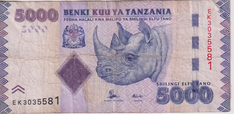 1x TANZANIA 5000 SHILLINGS & 3 x 10000 shillings VF