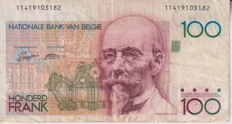 BELGIUM 100 FRANCS 1978-79 P140a  VF