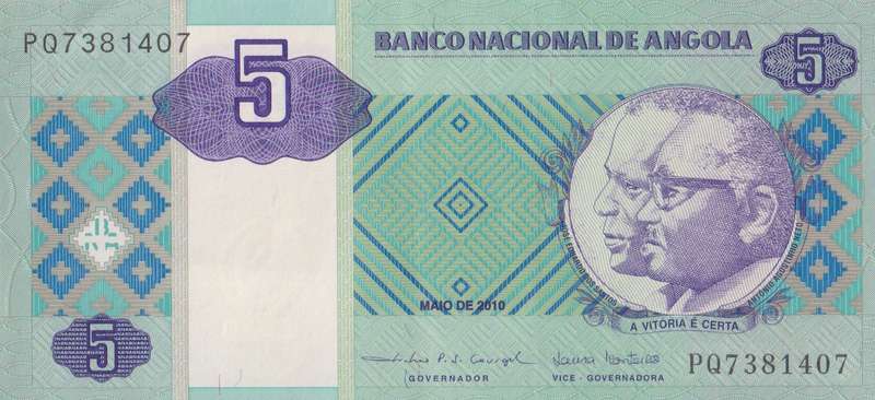 ANGOLA 5 KWANZA 2010 P114  XF