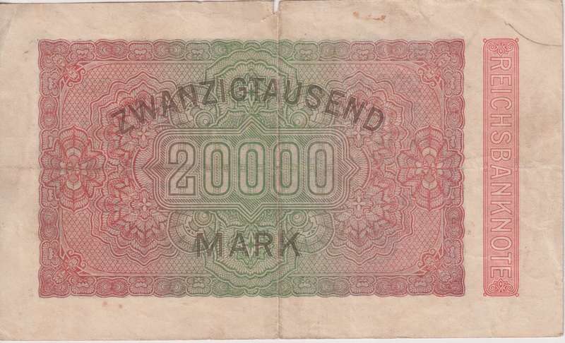 Germany REICHSBANKNOTE 20000 Mark 1923, P85  F