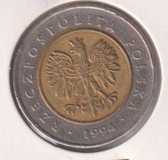 POLAND 5 ZLOTYCH 1994 IN COIN FLIP - BI-METAL