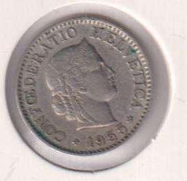 SWITZERLAND 5 RAPPEN 1955 IN COIN FLIP - ALUMINIUM-BRONZE
