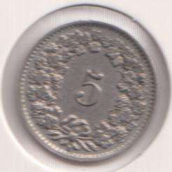 SWITZERLAND 5 RAPPEN 1955 IN COIN FLIP - ALUMINIUM-BRONZE