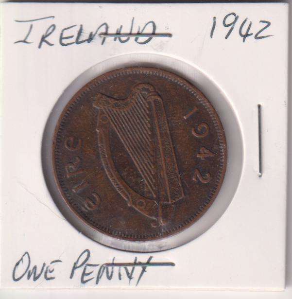 IRELAND 1 PENNY 1942 - IN COIN FLIP