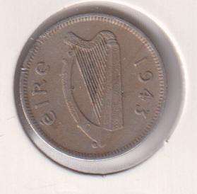 IRELAND 3 PENNY 1943 - IN COIN FLIP
