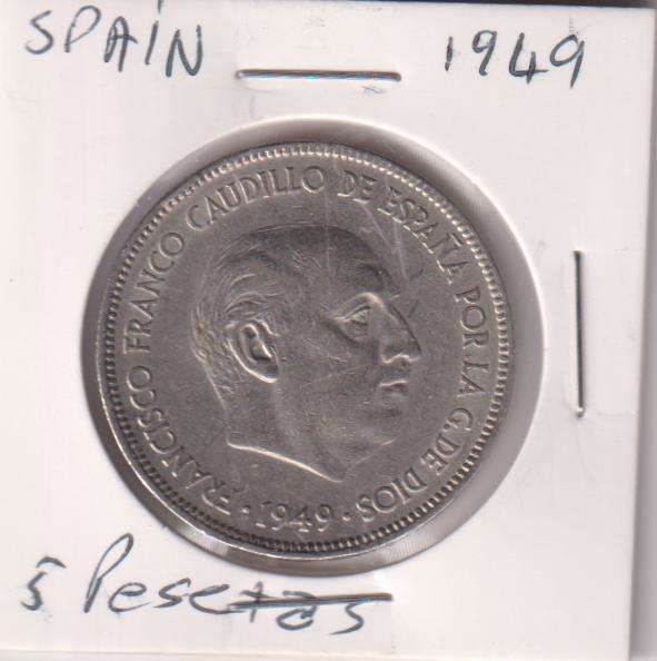 SPAIN 5 PESETAS 1949 - IN COIN FLIP