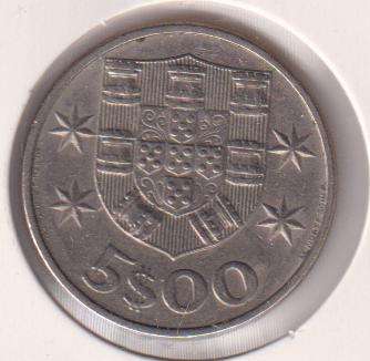PORTUGAL 5 ESCUDOS 1979  IN COIN FLIP