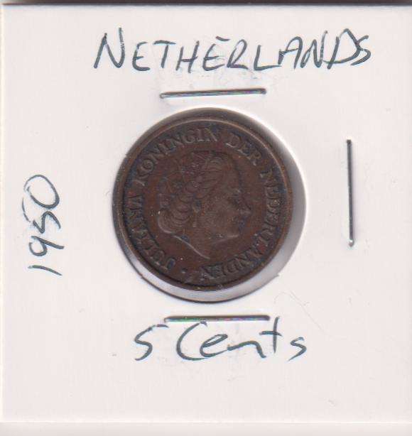 NETHERLANDS 5 CENTS 1950  IN COIN FLIP