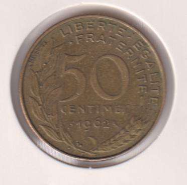 FRANCE 50 CENTIMES  1962  IN COIN FLIP