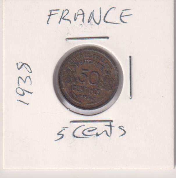 FRANCE 5 CENTS 1938 IN COIN FLIP