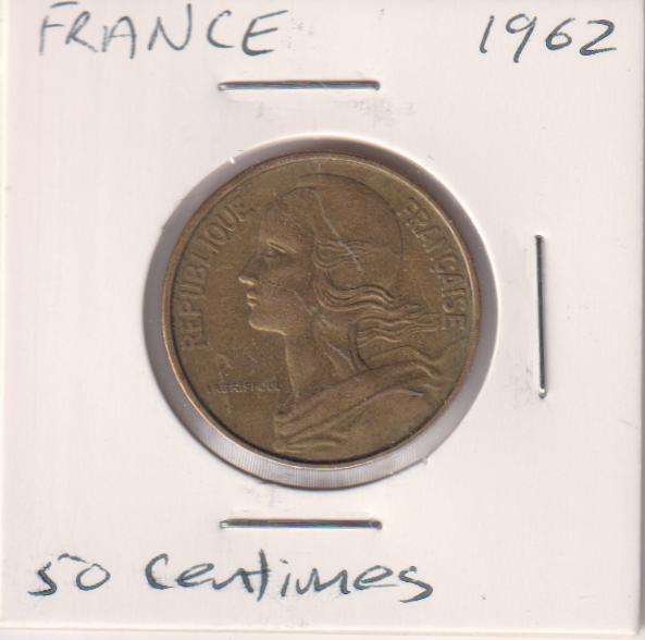 FRANCE 50 CENTIMES  1962  IN COIN FLIP