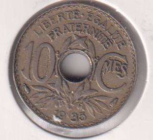FRANCE 10 CENTS 1935 IN COIN FLIP