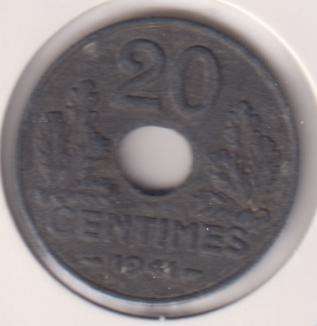 FRANCE 10 CENTS 1941 IN COIN FLIP
