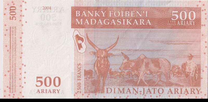 Madagascar 500 Ariary 2004 P88 VF