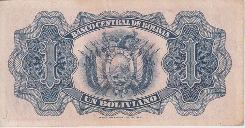 BOLIVIA 1 BOLIVIANO 1928 P128a SERIES K12 A-UNC
