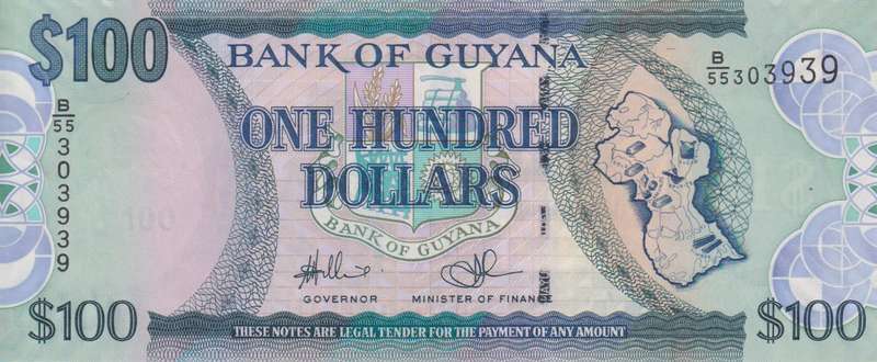 Guyana 100 DOLLARS 2005-2009 p36b UNC