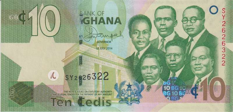 GHANA 10 Cedi 2014 P39  A-UNC