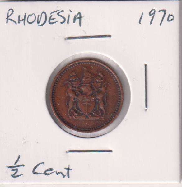 RHODESIA ½ CENT  1970 IN COIN FLIP