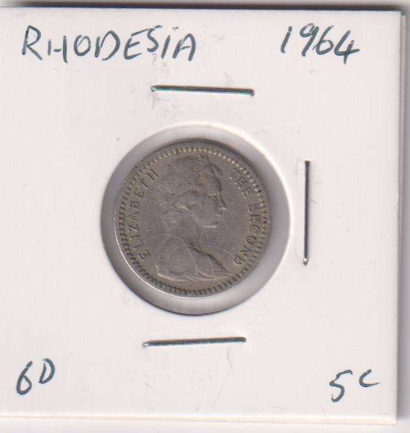 RHODESIA 6 PENNIES/5cents  1964 IN COIN FLIP