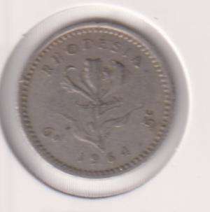 RHODESIA 6 PENNIES/5cents  1964 IN COIN FLIP