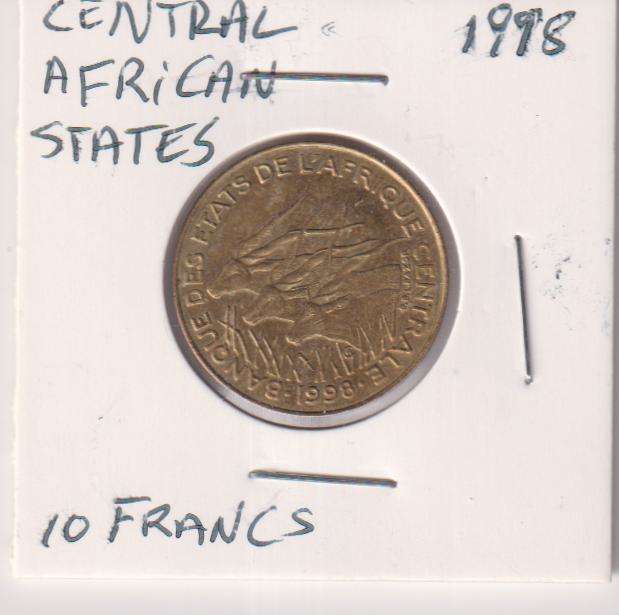 CENTRAL AFRICAN STATES  10 FRANCS 1998  IN COIN FLIP