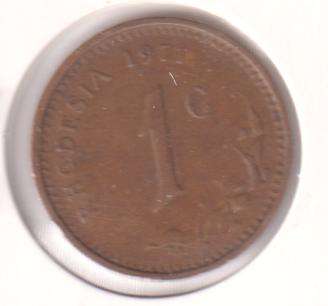 RHODESIA 1 CENT 1971 IN COIN FLIP
