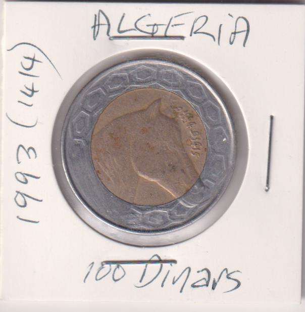 ALGERIA 100 DINARS  1993 (1414) bi-metal IN COIN FLIP