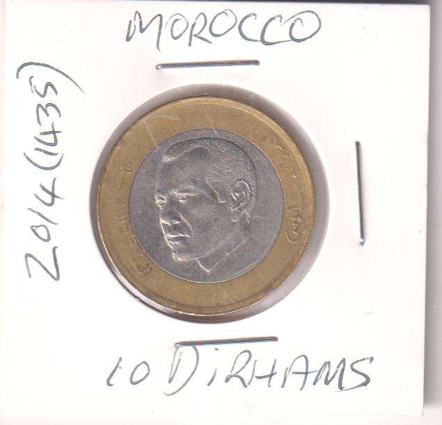 MOROCCO  10 DIRHAMS  2014 (1435) bi-metal IN COIN FLIP