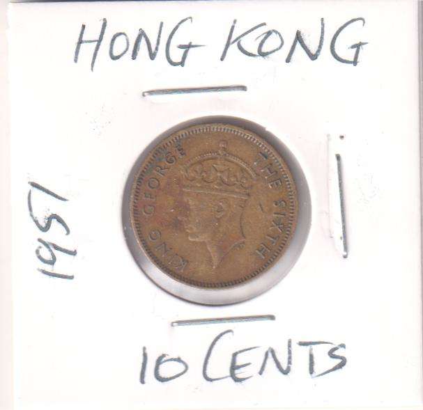 HONG KONG  10 CENT 1951 IN COIN FLIP
