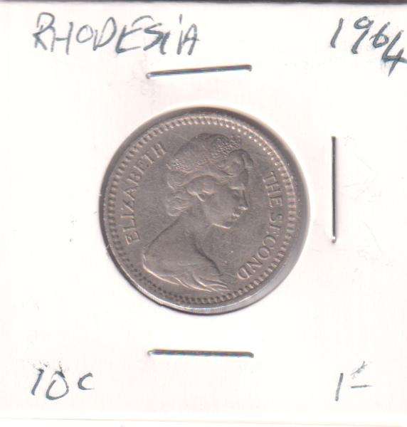 RHODESIA 10 CENT/1 SHILLING 1964 IN COIN FLIP