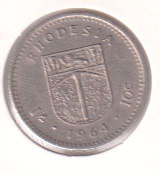 RHODESIA 10 CENT/1 SHILLING 1964 IN COIN FLIP