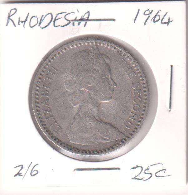RHODESIA 25 CENT/ 2/6 SHILLING 1964 IN COIN FLIP