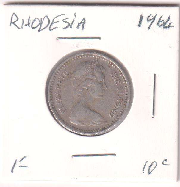 RHODESIA 10 CENT/1 SHILLING 1964 IN COIN FLIP