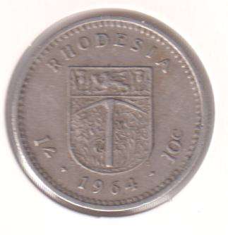 RHODESIA 10 CENT/1 SHILLING 1964 IN COIN FLIP