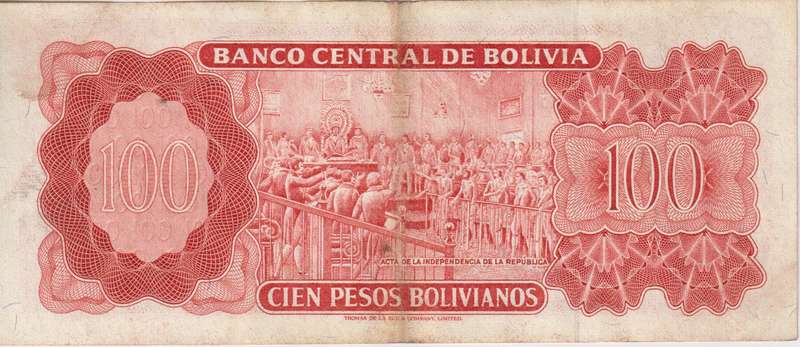 BOLIVIA 100 Pesos Bolivianos 1982  P164 XF