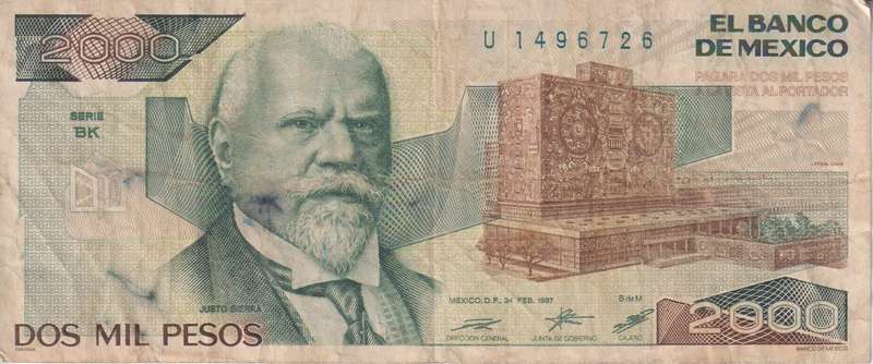 MEXICO 2000 Pesos  1987  P86 VF