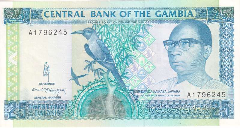 The Gambia 25 Dalasis 1991-95, P-14 UNC