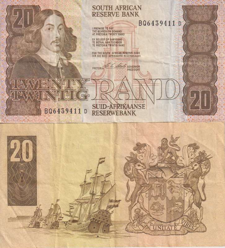REPUBLIC OF SOUTH AFRICA - 20 RAND C.L.Stals BQ 1990 E/A 687 VF