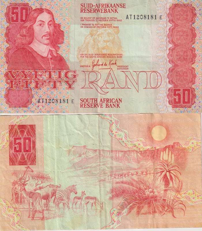 REPUBLIC OF SOUTH AFRICA - 50 RAND Gerhard de Kock AT 1984 A/E 802 VF