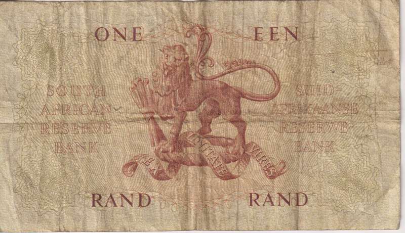 REPUBLIC OF SOUTH AFRICA - 1 RAND G.Rissik A/99 1962 #A/E 315  F