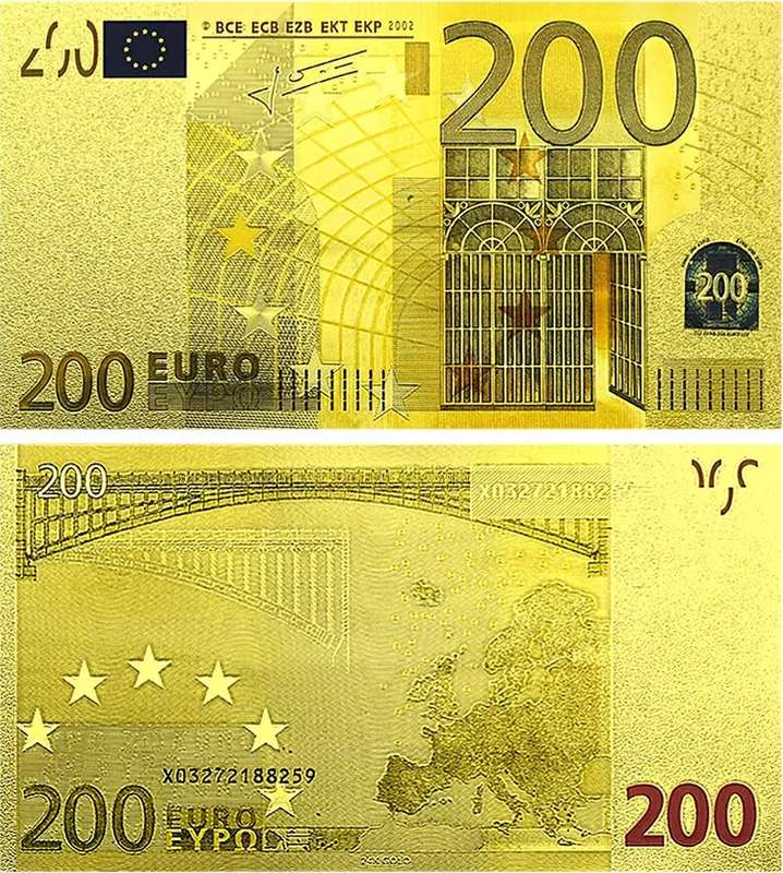 EUROPE 15 PIECE GOLD FOIL NOVELTY BANKNOTES - WITH CERTIFICATE