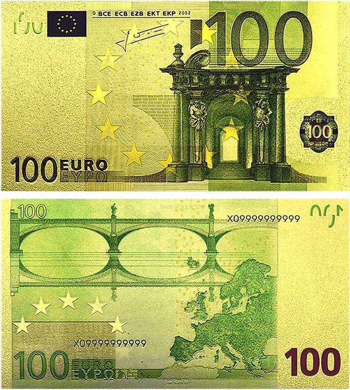 EUROPE 15 PIECE GOLD FOIL NOVELTY BANKNOTES - WITH CERTIFICATE