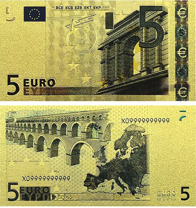 EUROPE 15 PIECE GOLD FOIL NOVELTY BANKNOTES - WITH CERTIFICATE